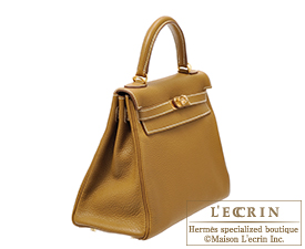 Hermes　Kelly bag 32　Retourne　Kraft　Clemence leather　Gold hardware