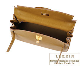 Hermes　Kelly bag 32　Retourne　Kraft　Clemence leather　Gold hardware