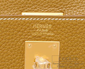 Hermes　Kelly bag 32　Retourne　Kraft　Clemence leather　Gold hardware