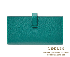 Hermes　Bearn Soufflet　Malachite　Epsom leather　Gold hardware