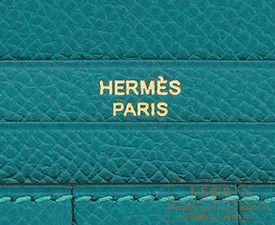 Hermes　Bearn Soufflet　Malachite　Epsom leather　Gold hardware