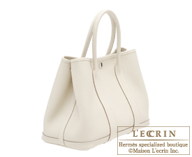 Hermes　Garden Party bag 30/TPM　Craie　Country leather　Silver hardware