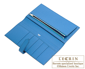 Hermes　Bearn bi-fold wallet　Blue saphir/Blue izmir　Epsom leather　Silver hardware