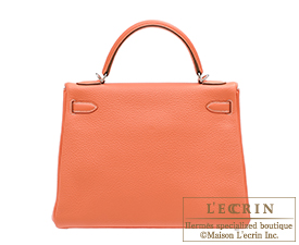 Hermes　Kelly bag 32　Crevette　Clemence leather　Silver hardware