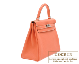 Hermes　Kelly bag 32　Crevette　Clemence leather　Silver hardware