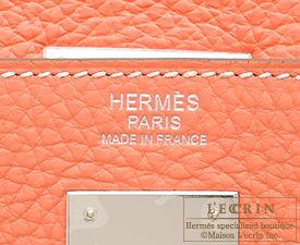Hermes　Kelly bag 32　Crevette　Clemence leather　Silver hardware