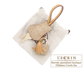 Hermes　Birkin bag 30　Poussiere/Tabac camel/Sesame　Matt niloticus/Ostrich/Lizard　Champagne gold hardware