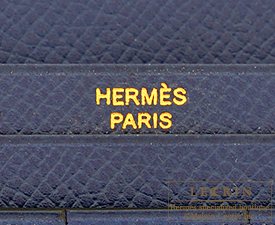 Hermes　Bearn Soufflet　Blue saphir　Epsom leather　Gold hardware