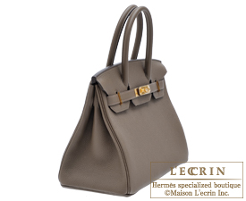 Hermes　Birkin bag 30　Taupe grey　Togo leather　Gold hardware