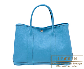 Hermes　Garden Party bag 36/PM　Turquoise blue　Country leather　Silver hardware