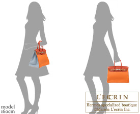 Hermes　Birkin Arlequin bag 35　Orange/Etain/Sanguine　Clemence leather　Silver hardware