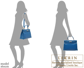 Hermes Limited Edition Blue de Galice Grain d'H & Swift Leather Ghillies  Kelly Bag