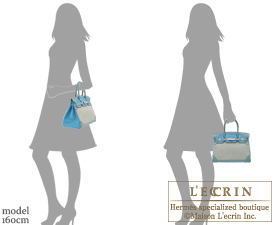 Hermes　Birkin Ghillies bag 30　Ciel/Turquoise blue　Grizzly leather/Clemence leather/Evercolor leather　Silver hardware
