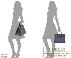 Hermes　Birkin Contour bag 35　Blue indigo/Rouge H　Epsom leather　Gold hardware