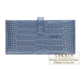 Hermes　Birkin bag 35　Blue tempete　Alligator crocodile skin　Silver hardware