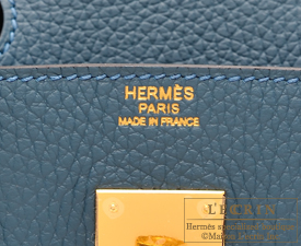 Hermes　Birkin bag 30　Colvert/Colvert blue　Clemence leather　Gold hardware