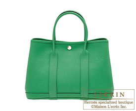 Hermes　Garden Party bag 30/TPM　Bambou/Bambou green　Country leather　Silver hardware