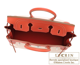 Hermes　Birkin Ghillies bag 35　Sanguine/Ecru　Swift/Toile H　Silver hardware
