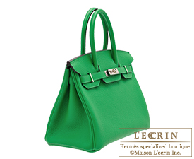 Hermes　Birkin bag 30　Bambou/Bambou green　Clemence leather　Silver hardware