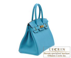 Hermes　Birkin bag 30　Turquoise blue　Togo leather　Gold hardware