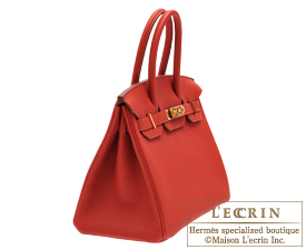 Hermes　Birkin bag 30　Vermillon　Togo leather　Gold hardware