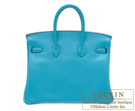 Hermes　Birkin bag 25　Turquoise blue　Swift leather　Silver hardware