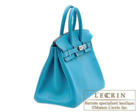 Hermes　Birkin bag 25　Turquoise blue　Swift leather　Silver hardware