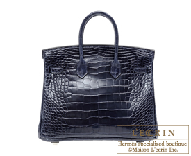Hermes　Birkin bag 25　Blue abysse　Alligator crocodile skin　Silver hardware