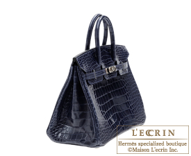 Hermes　Birkin bag 25　Blue abysse　Alligator crocodile skin　Silver hardware
