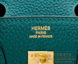 Hermes　Birkin bag 25　Malachite　Togo leather　Gold hardware