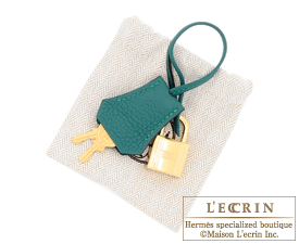 Hermes Birkin 25 malachite togo gold hardware, 名牌, 手袋及銀包