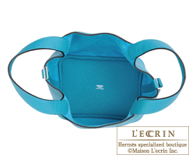 Hermes　Picotin Lock bag 18/PM　Turquoise blue　Clemence leather　Silver hardware
