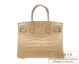 Hermes　Birkin bag 30　Poussiere/Dust beige　Matt alligator crocodile skin　Silver hardware