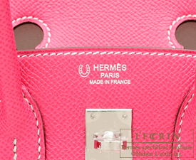 Hermes Birkin bag 25 Rose tyrien Epsom leather Silver hardware