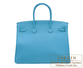 Hermes　Birkin bag 35　Turquoise blue　Togo leather　Gold hardware