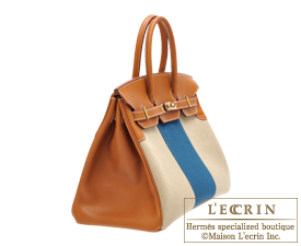 Hermès Birkin 35 Flag Barenia Toile Box & Canvas with Permabrass