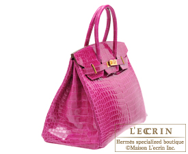 Hermes Birkin 35 Rose Scheherazade Porosus Crocodile Bag Gold Hardware