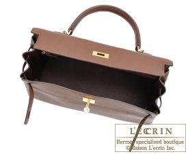 Hermes　Kelly bag 35　Brulee　Togo leather　Gold hardware