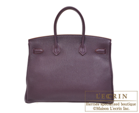 Hermes　Birkin bag 35　Raisin　Clemence leather　Silver hardware