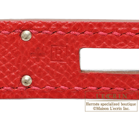 Hermes　Kelly Flag bag 32　Rouge casaque/White　Epsom leather　Silver hardware