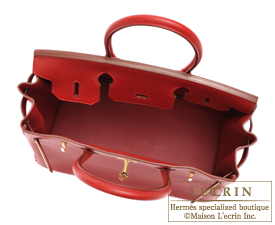 Hermes　Birkin bag 30　Rouge garance/Bright red　Clemence leather　Gold hardware