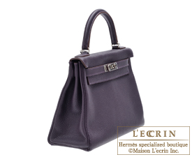 Hermes　Kelly bag 28　Raisin/Purple　Clemence leather　Silver hardware