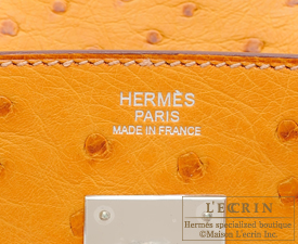 Hermes　Birkin bag 30　Saffron/Saffron yellow　Ostrich leather　Silver hardware