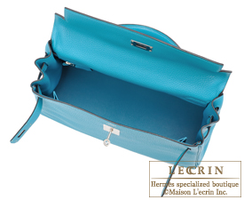 Hermes　Kelly Amazon bag 32　Retourne　Turquoise blue　Clemence leather　Silver hardware