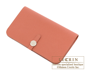 Hermes　Dogon GM　Rosy/Orange pink　Togo leather　Matt silver hardware