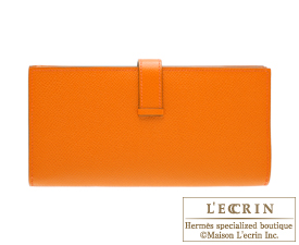 Hermes　Bearn Soufflet　Feu/Fire orange　Epsom leather　Gold hardware