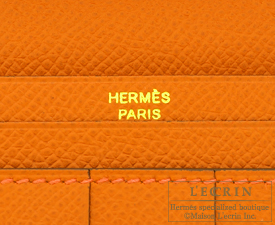 Hermes　Bearn Soufflet　Feu/Fire orange　Epsom leather　Gold hardware