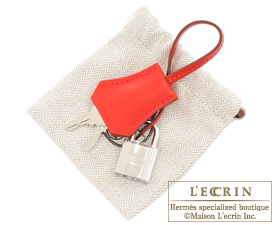 Hermes　Birkin bag 25　Vermillon　Swift leather　Silver hardware