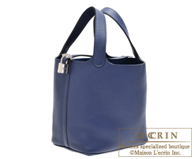 Hermes　Picotin Lock bag 18/PM　Blue saphir　Clemence leather　Silver hardware