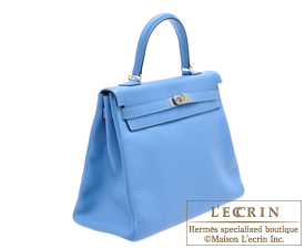 Hermes　Kelly bag 35　Blue paradise　Clemence leather　Silver hardware